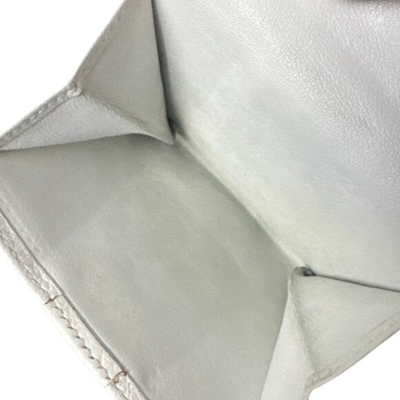 Loewe White Wallet Pebbled Leather Snap Closure 4x4 Double Bill Fold Coin Purse - Picture 7 of 12